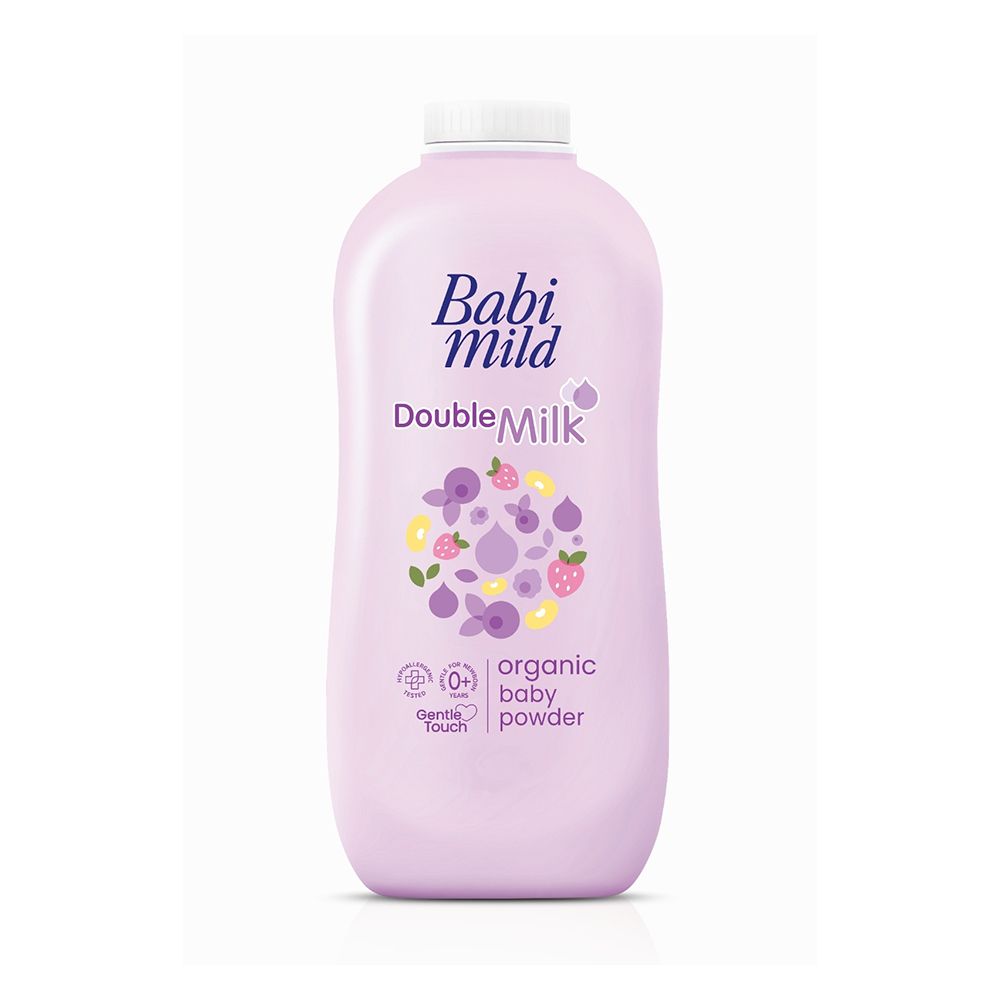 Babi Mild Double Milk Organic Baby Powder, Gentle For Newborn/0+ Years, Hypoallergenic Tested, 350g - Main Image
