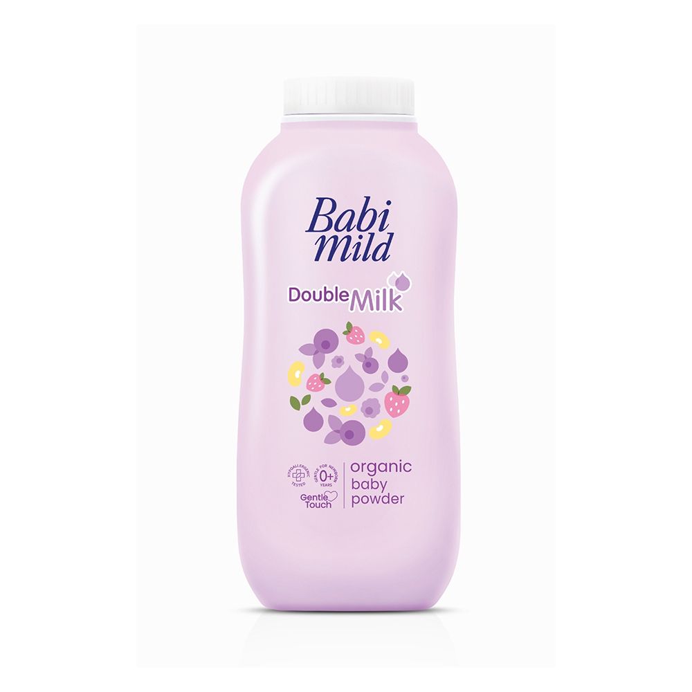 Babi Mild Double Milk Organic Baby Powder, Gentle For Newborn/0+ Years, Hypoallergenic Tested, 160g - Main Image