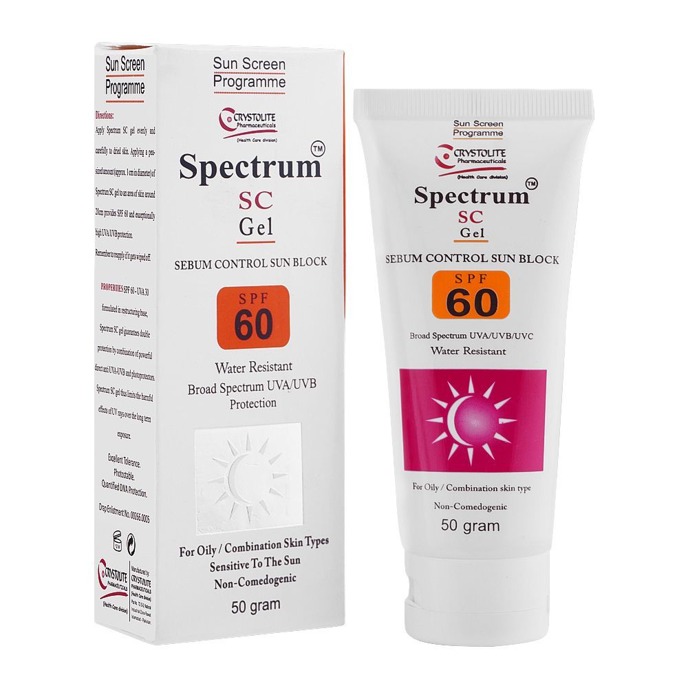 Crystolite Pharmaceuticals Spectrum SC Gel SPF-60, 50g - Main Image