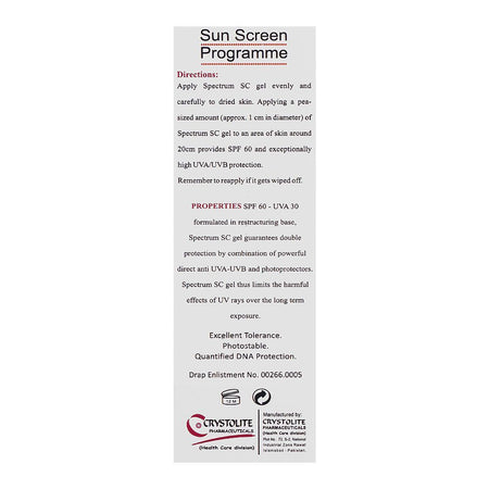 Crystolite Pharmaceuticals Spectrum SC Gel SPF-60, 50g - Image 2