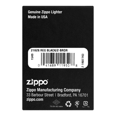 Zippo Lighter, Reg Black/Z-BRDR, 218ZB - Image 3