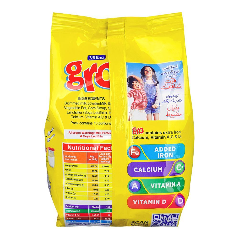 Millac Gro Fortified Nutrition Powder, 260g Pouch - Image 2