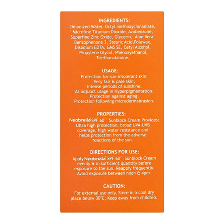 Neophar Skin Sciences Neobrella SPF60 Cream Sunblock PA+++, 50ml - Image 4