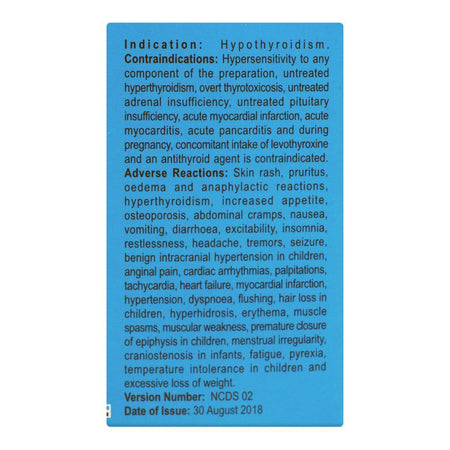 GSK Thyroxine Tablet, 50mcg, 100-Pack - Image 3