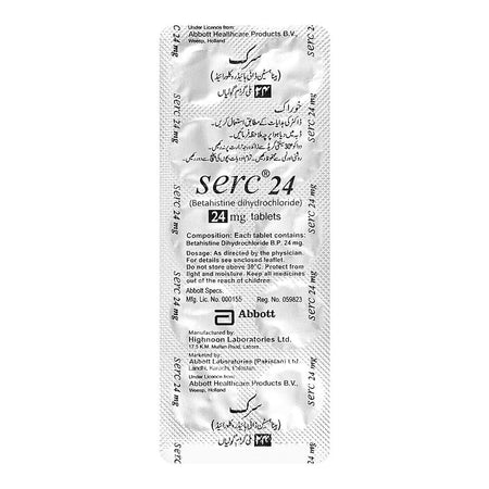 Abbott Serc Tablet, 24mg, 1-Strip - Image 3