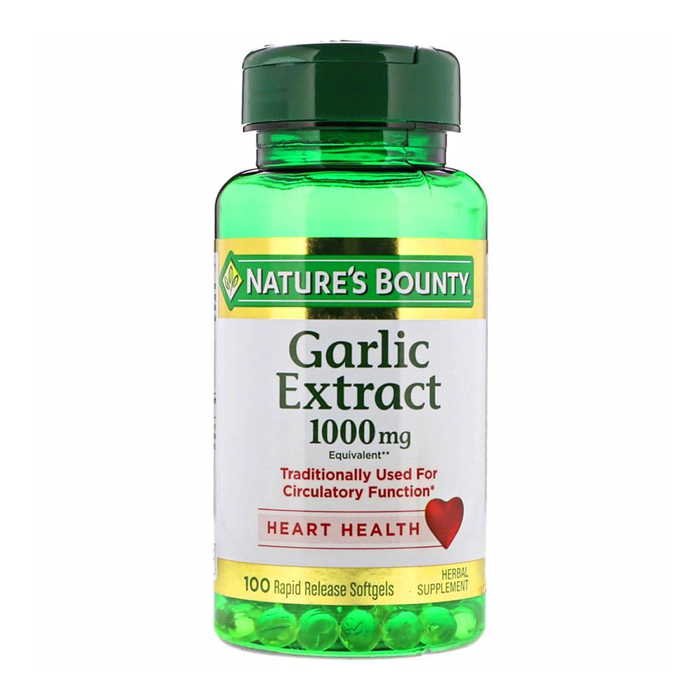 Nature's Bounty Garlic Extract 1000mg, 100 Softgels, Herbal Supplement - Main Image