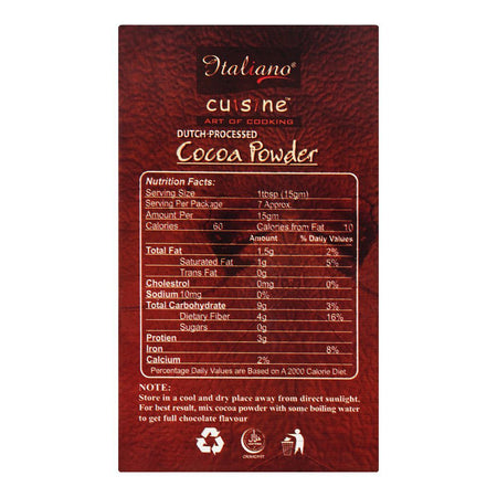 Italiano Cocoa Powder, Unsweetened, 100g - Image 2