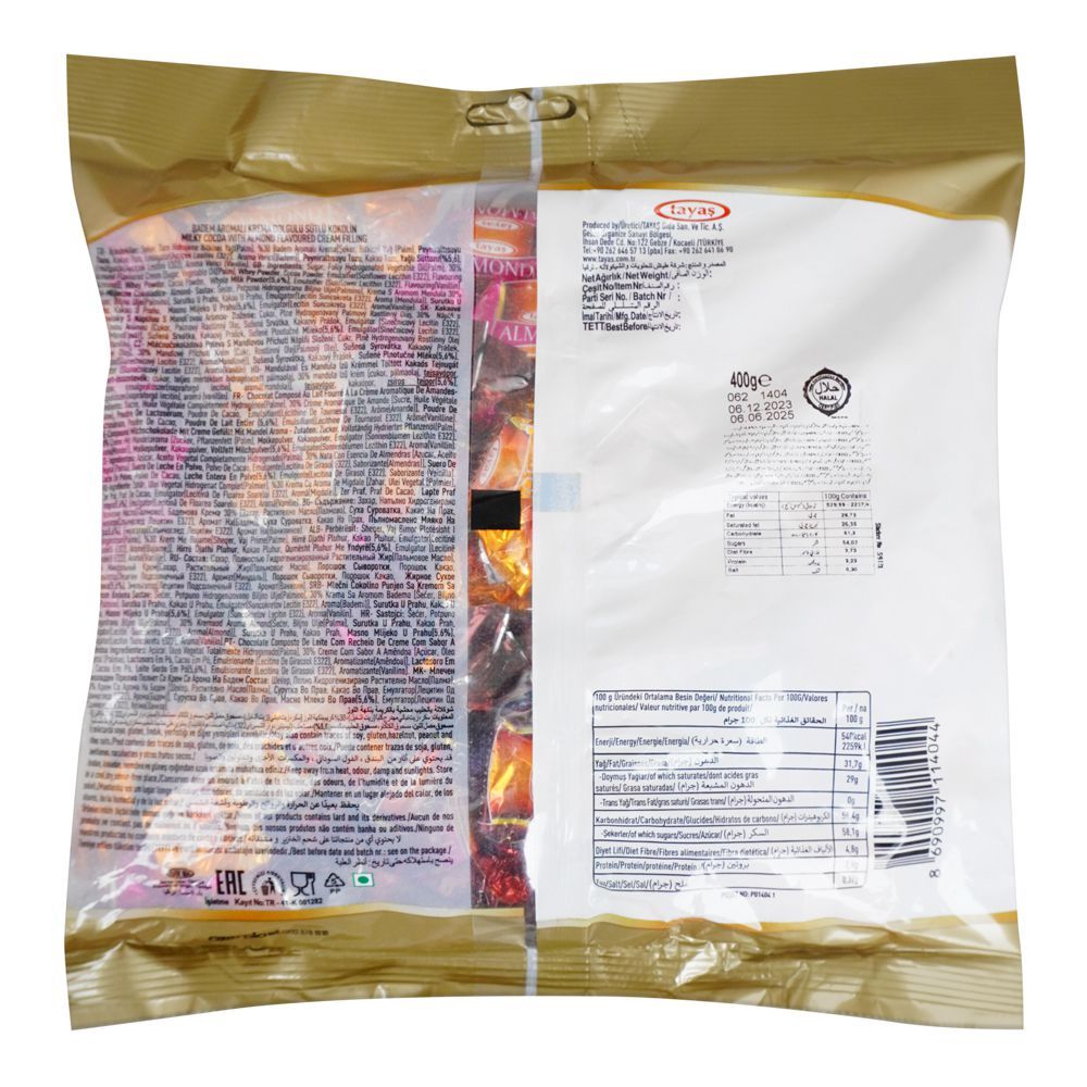 Tayas Almond Chocolate Bag, Chocolate Candy, 400g - Image 2