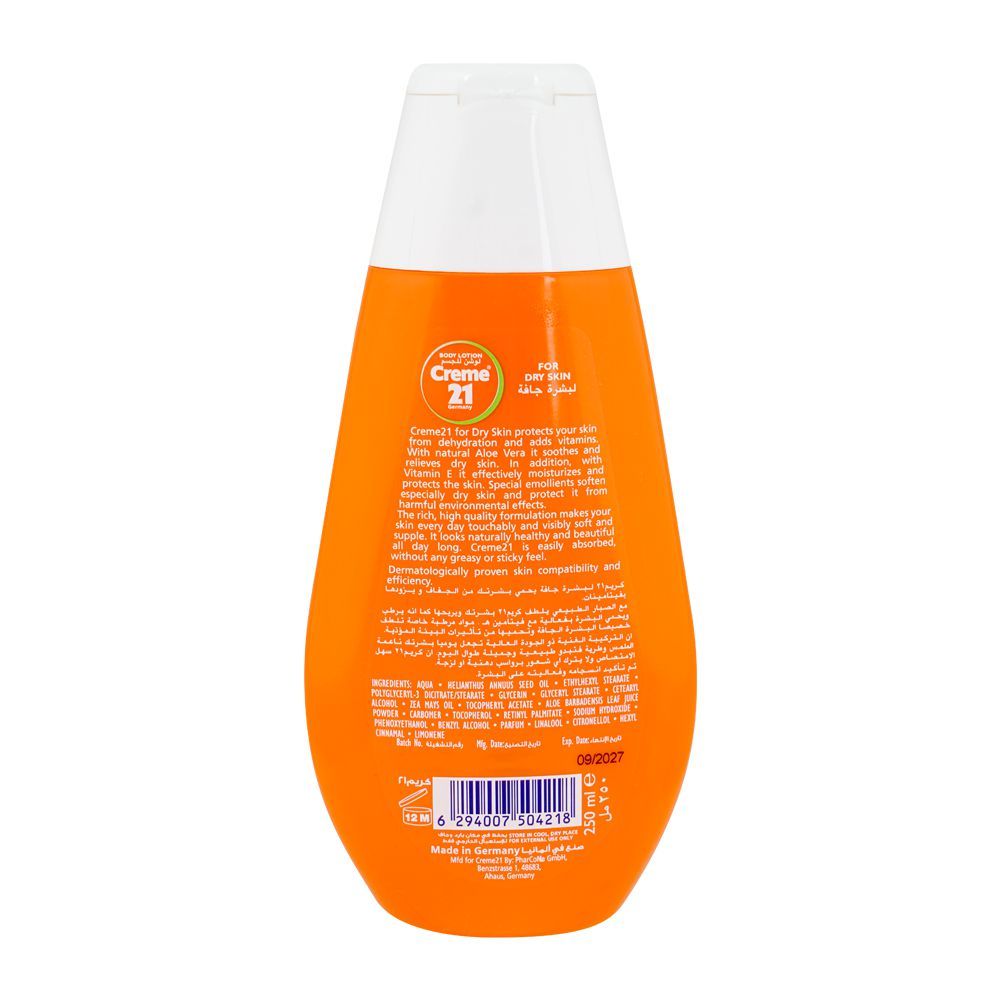 Creme 21 Dry Skin Lotion with Vitamin E & Aloe Vera, 250ml - Image 2