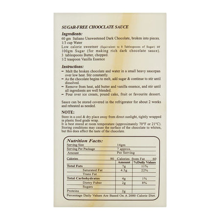 Italiano Cooking Chocolate, Unsweetened Dark Chocolate, 100g - Image 2