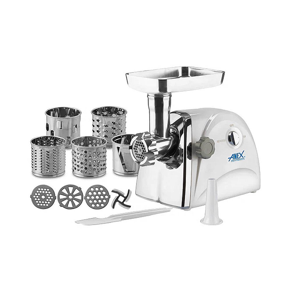 Anex Super Meat Grinder & Vegetable Cutter With 4 Disks, 1200W, White, AG-2049 - Main Image