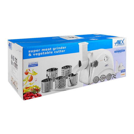Anex Super Meat Grinder & Vegetable Cutter With 4 Disks, 1200W, White, AG-2049 - Image 2