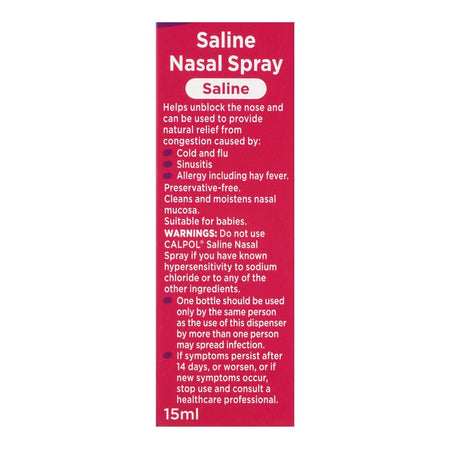 Johnson & Johnson Calpol Saline Nasal Spray, From Birth, 15ml - Image 3