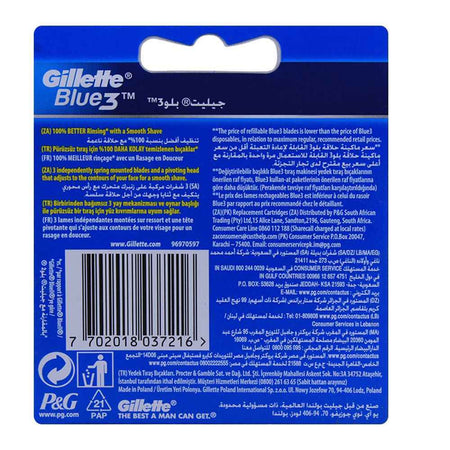 Gillette Blue 3 Cartridges, Razor Blades, 6-Pack - Image 2