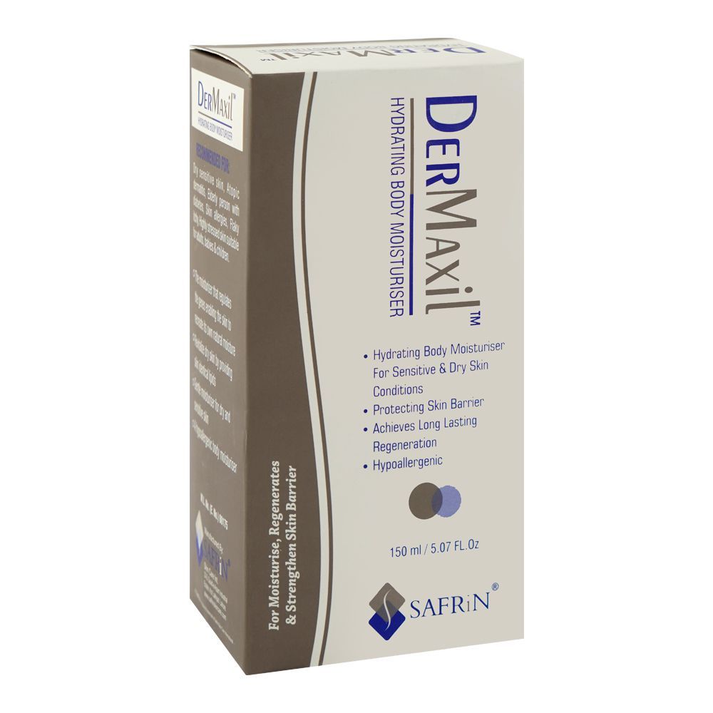 Safrin Skin Care Dermaxil Body Moisturiser, Hypoallergenic, For Sensitive & Dry Skin, 150ml - Main Image