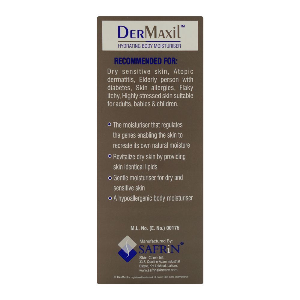 Safrin Skin Care Dermaxil Body Moisturiser, Hypoallergenic, For Sensitive & Dry Skin, 150ml - Image 2