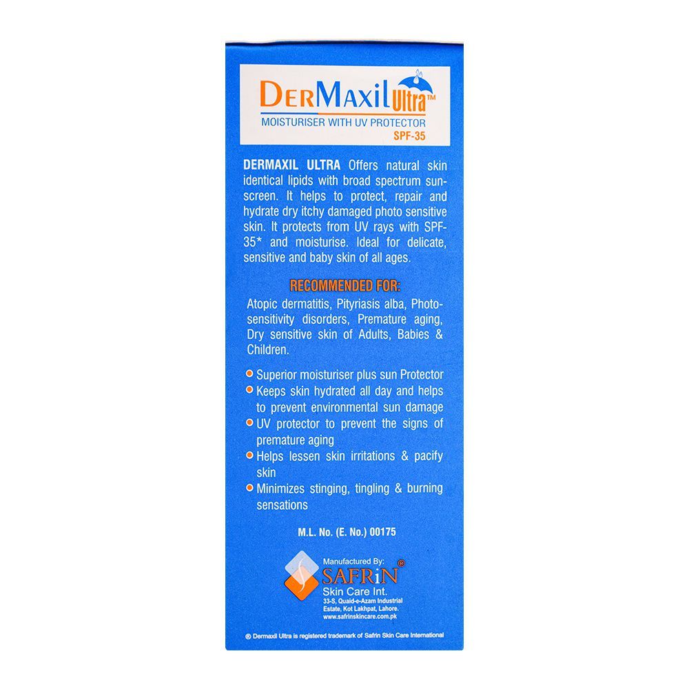 Safrin Skin Care Dermaxil Ultra Moisturiser With UV Protector, SPF-35, 100ml - Image 3