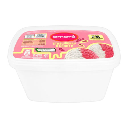 Omore Strawberry & Vanilla Frozen Dessert, Tub, 1400ml - Image 2