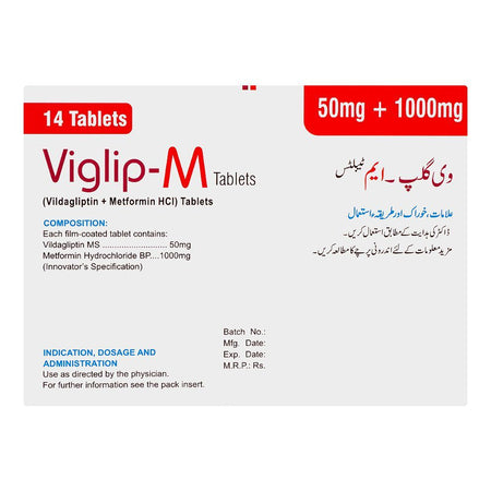 ATCO Laboratories Viglip-M Tablet, 50mg+1000mg, 14-Pack - Image 2