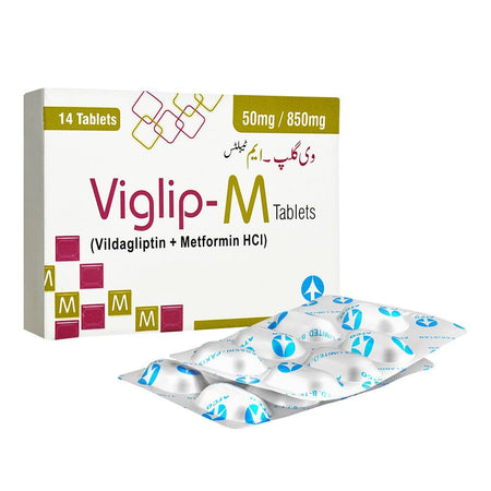 ATCO Laboratories Viglip-M Tablet, 50mg/850mg, 14-Pack - Main Image