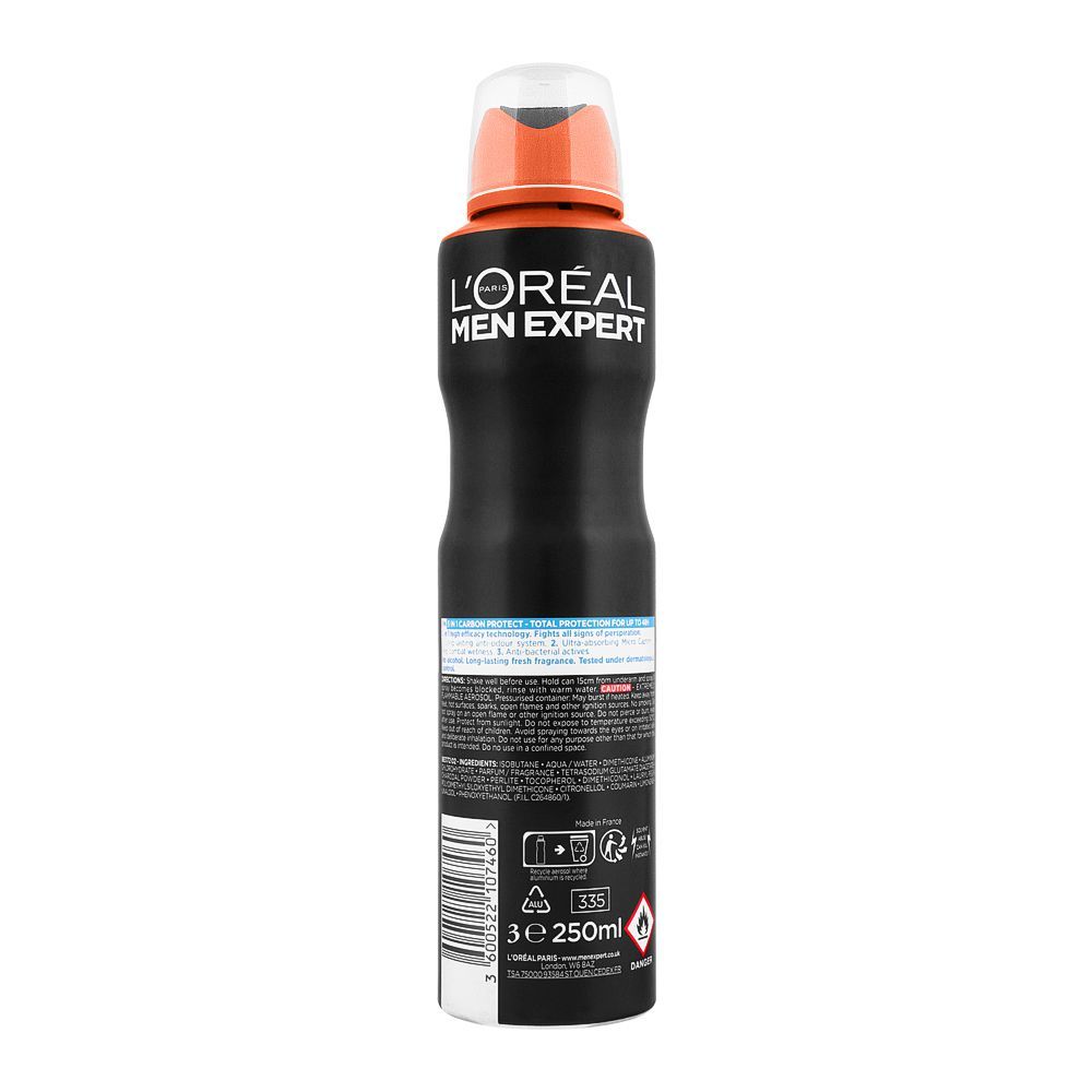 L'Oreal Paris Men Expert Carbon Protect Total Protection Anti-Perspirant Deodorant Spray, 250ml - Image 2