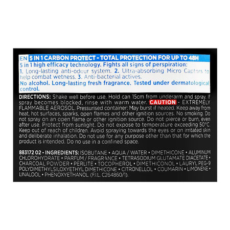 L'Oreal Paris Men Expert Carbon Protect Total Protection Anti-Perspirant Deodorant Spray, 250ml - Image 3