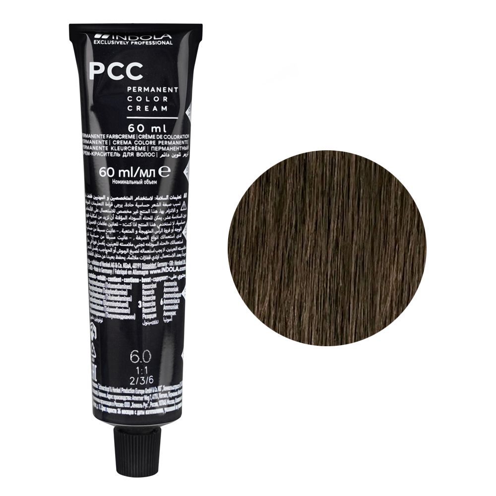 Indola PCC Natural Permanent Hair Color Cream, 60ml, 6.0 Dark Blonde - Main Image