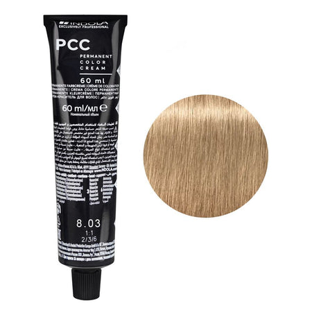 Indola PCC Natural Permanent Hair Color Cream, 60ml, 8.03 Light Blonde Natural Gold - Main Image