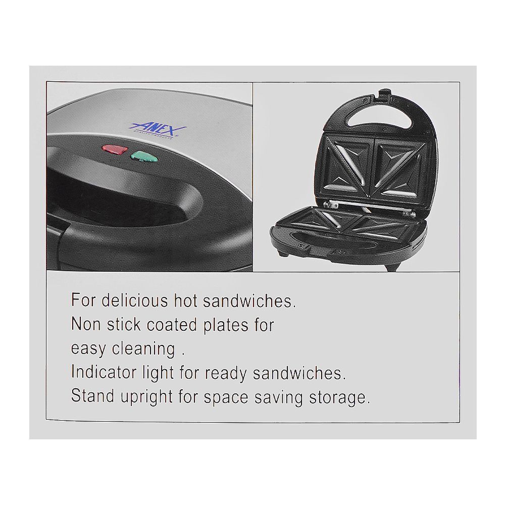Anex Sandwich Maker, 700W, Black & Silver, AG-1037C - Image 6