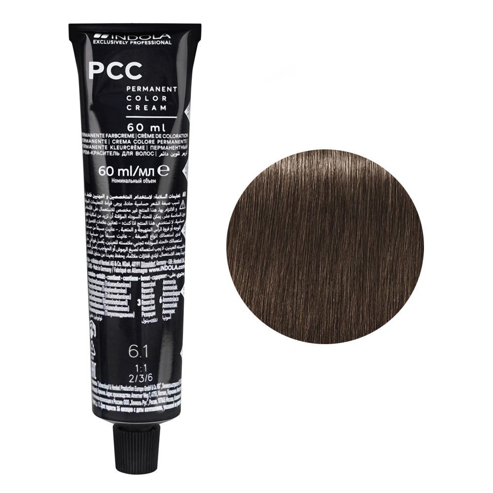 Indola PCC Cool & Neutral Permanent Hair Color Cream, 60ml, 6.1 Dark Blonde Ash - Main Image