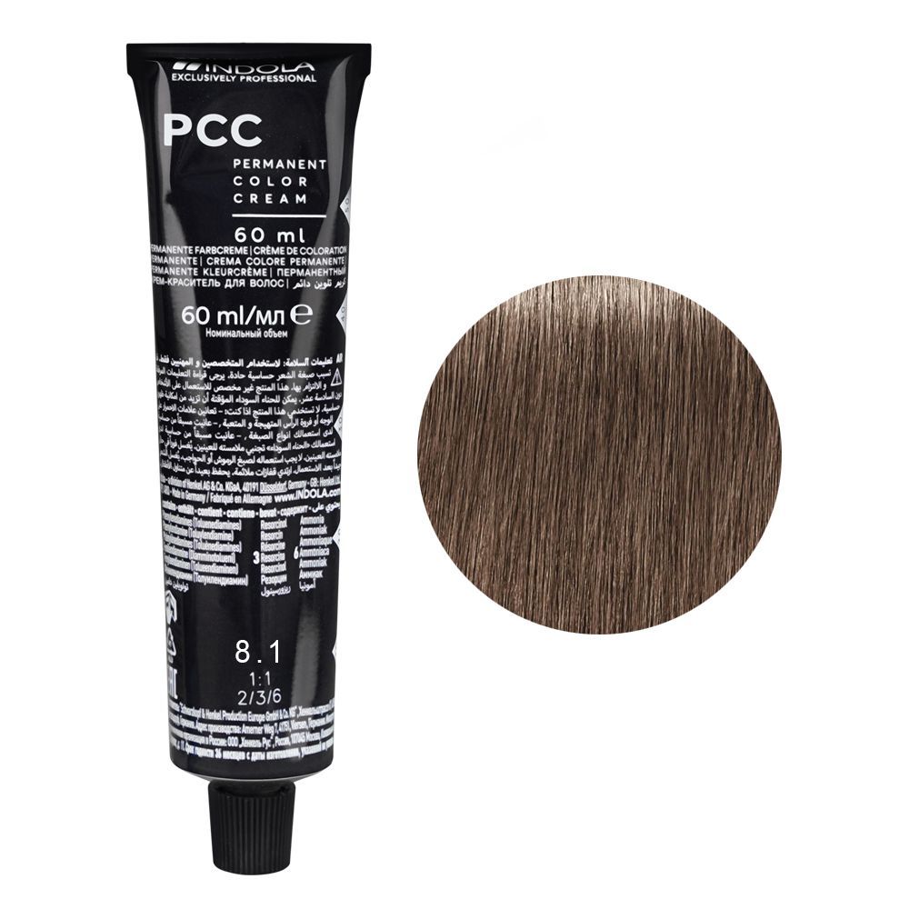 Indola PCC Cool & Neutral Permanent Hair Color Cream, 60ml, 8.1 Light Blonde Ash - Main Image