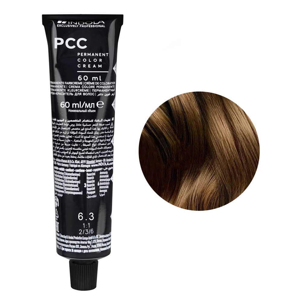 Indola PCC Fashion Permanent Hair Color Cream, 60ml, 6.3 Dark Blonde Gold - Main Image