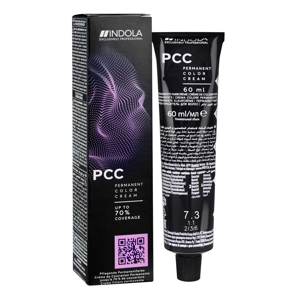 Indola PCC Fashion Permanent Hair Color Cream, 60ml, 7.3 Medium Blonde Gold - Image 2
