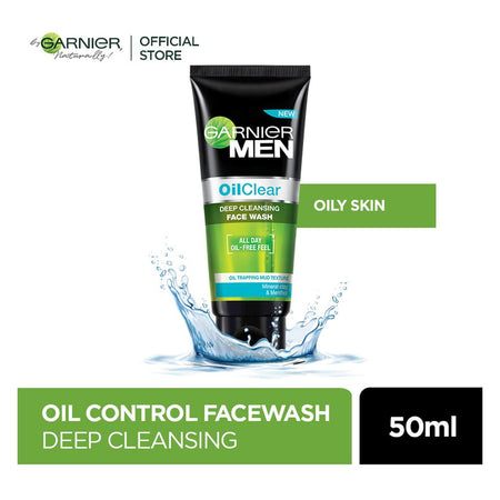 Garnier Men Oil Clear Face Wash 50ml - Removes Impurities, Keeps Skin Fresh & Radiant All Day - Main Image