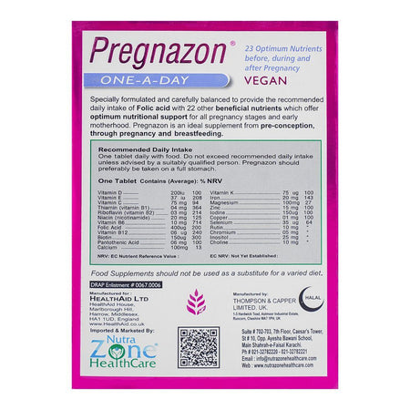 Nutra Zone Healthcare Pregnazone One A Day Tablet, 30-Pack - Image 2
