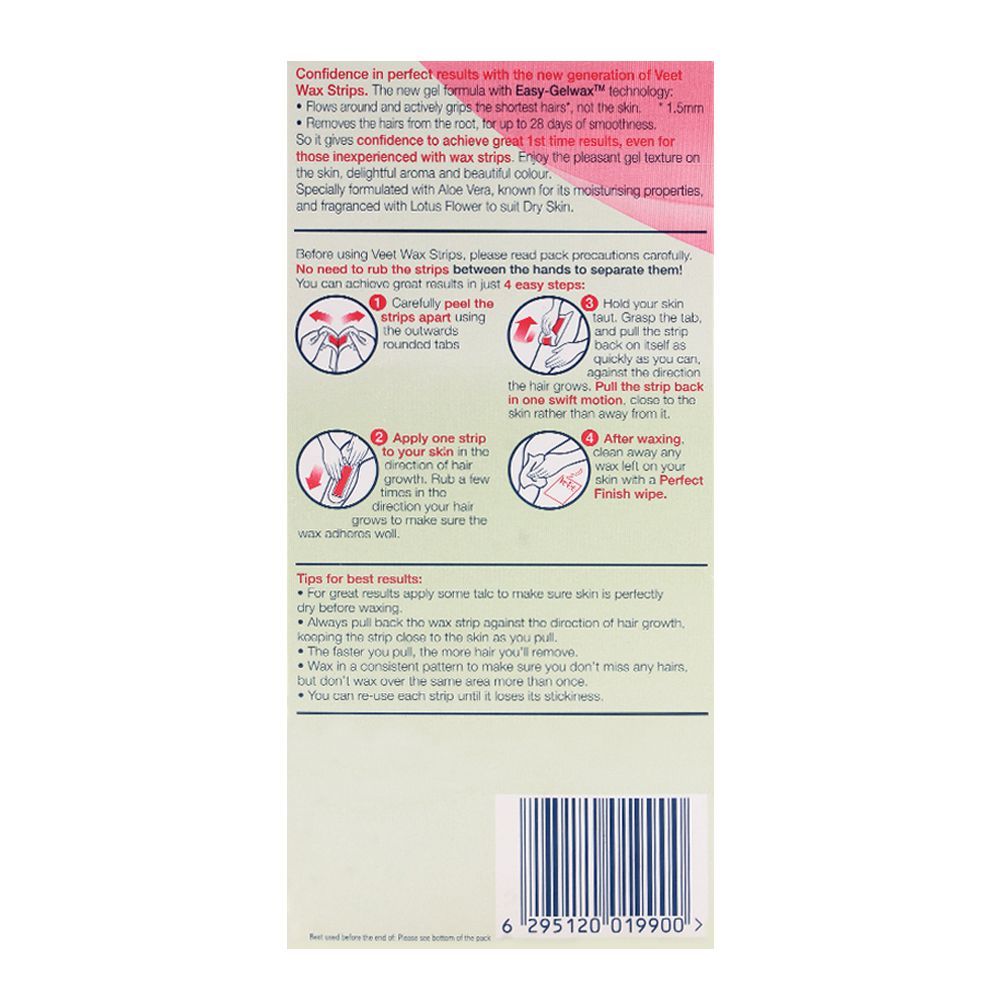 Veet Easy-Gelwax Aloe Vera And Lotus Flower Dry Skin Wax Strips 12-Pack - Image 2