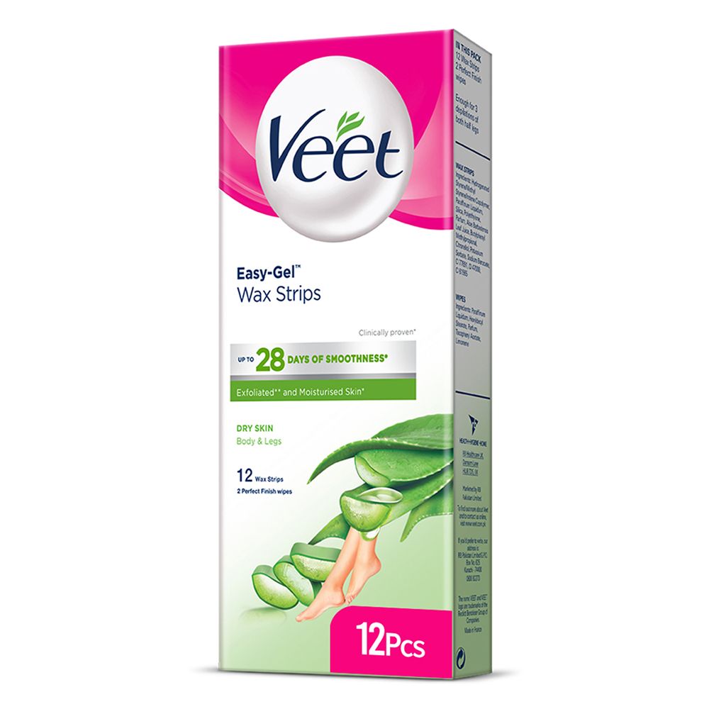 Veet Easy-Gelwax Aloe Vera And Lotus Flower Dry Skin Wax Strips 12-Pack - Main Image