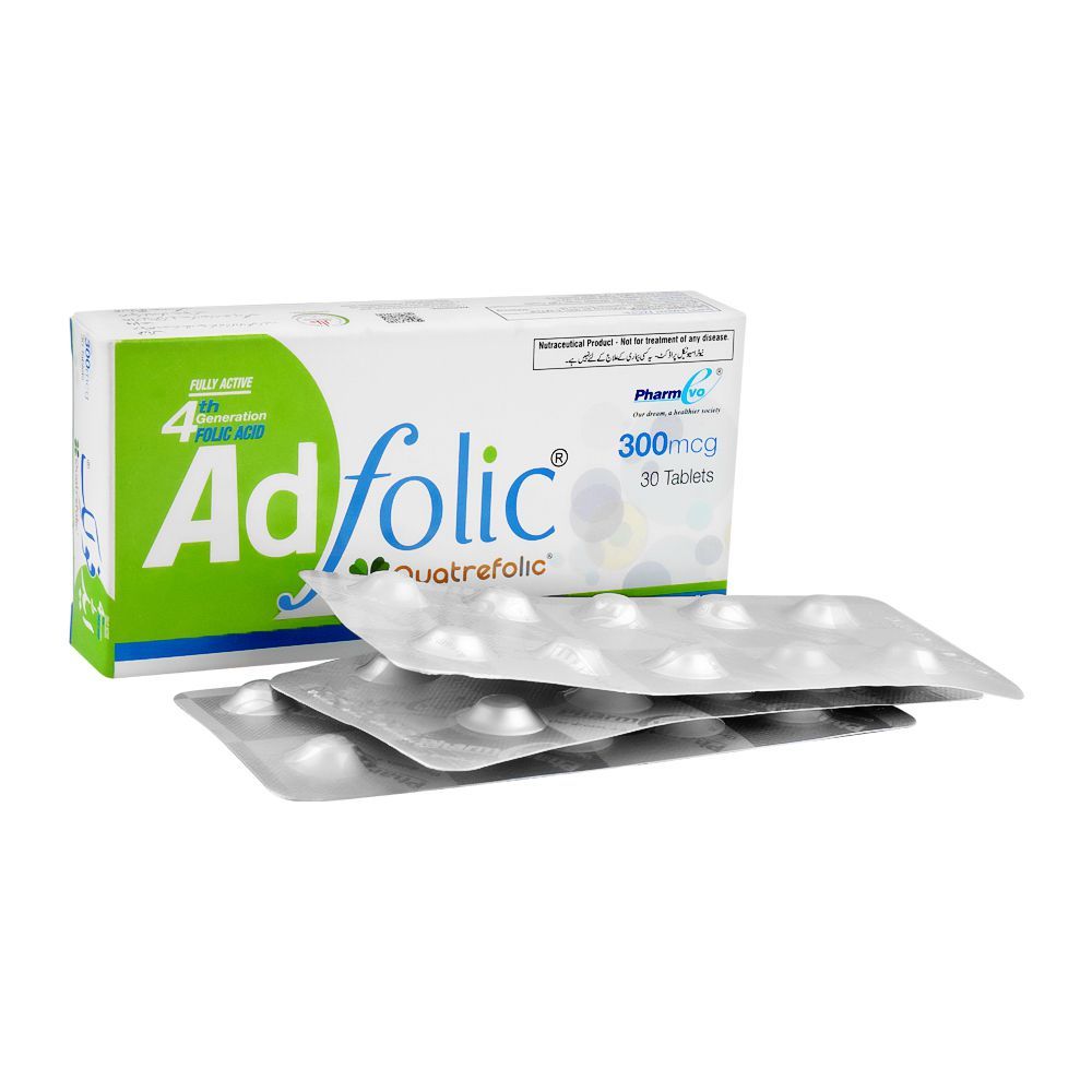 PharmEvo Ad Folic Tablet, 300mcg, 30-Pack - Main Image