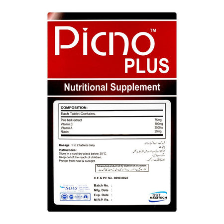 Picno Plus Nutritional Supplement, Box (20 Tablets) - Image 2