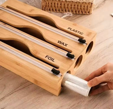 wall mounted bamboo foil cling film cutter image 3