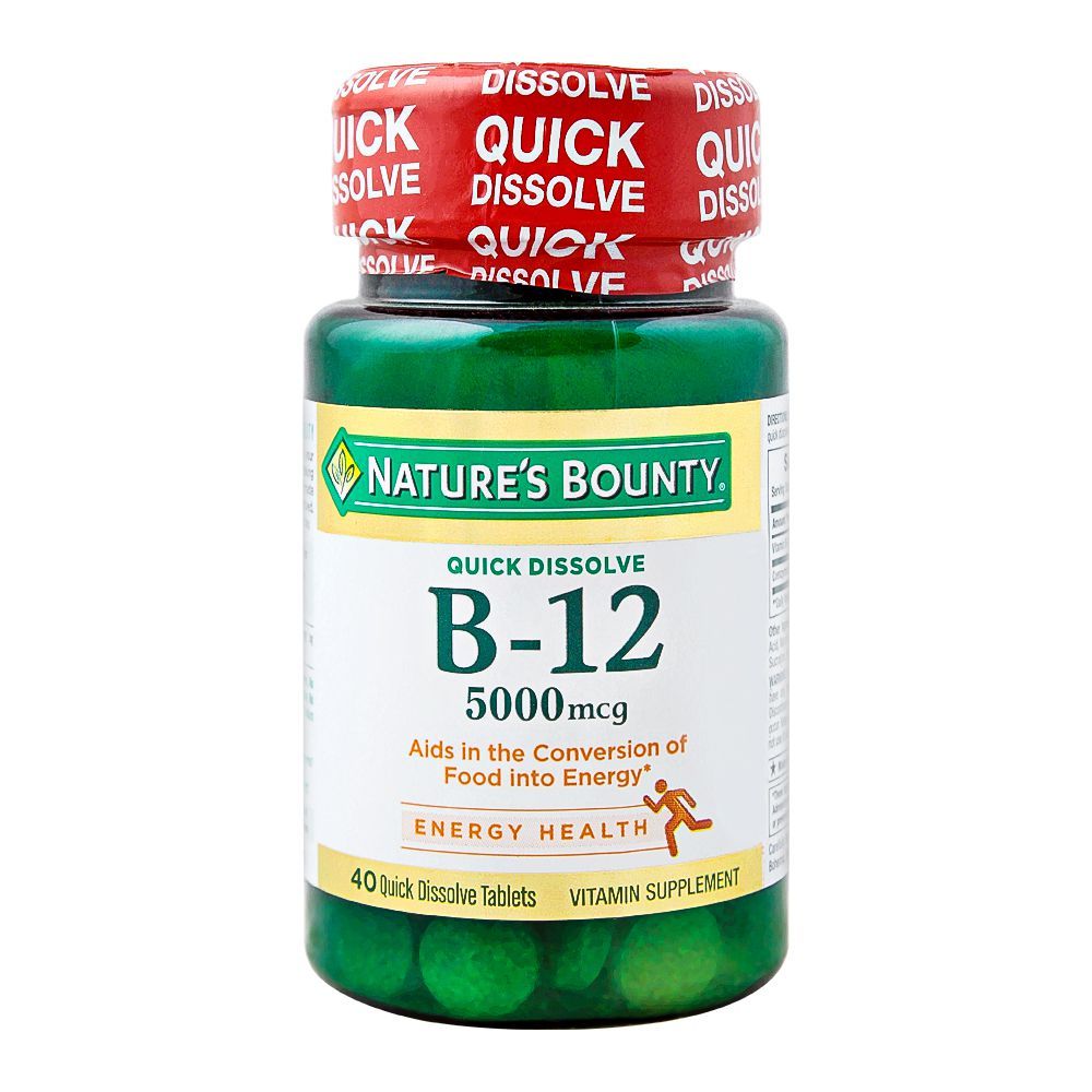 Nature's Bounty B-12, 5000mg, 40 Tablets, Vitamin Supplement - Main Image