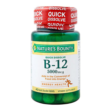 Nature's Bounty B-12, 5000mg, 40 Tablets, Vitamin Supplement - Main Image