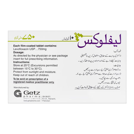 Getz Pharma Leflox Tablet, 750mg, 10 Tablets - Image 3