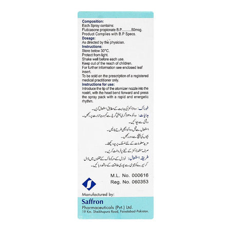 Saffron Pharmaceuticals Ticovate 50mcg Nasal Spray - Image 2