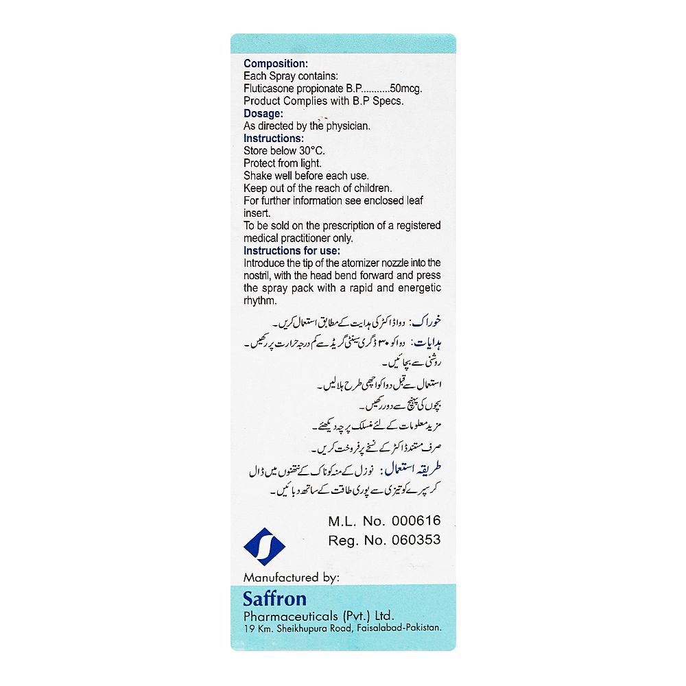 Saffron Pharmaceuticals Ticovate 50mcg Nasal Spray - Image 2