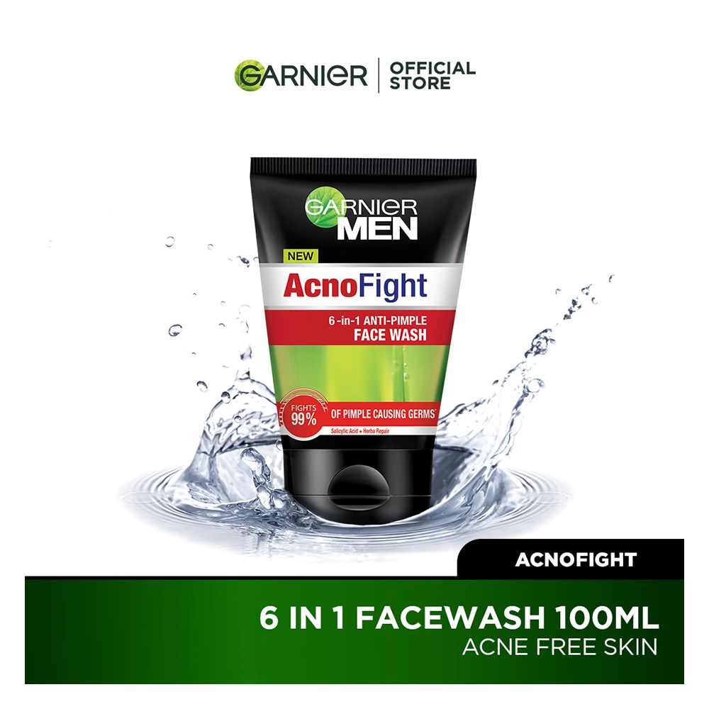 Garnier Men Acno Fight Anti-Pimple Face Wash 100ml - Suits All Skin Types, Including Sensitive And Acne-Related Skin Issues - Main Image