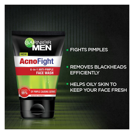 Garnier Men Acno Fight Anti-Pimple Face Wash 100ml - Suits All Skin Types, Including Sensitive And Acne-Related Skin Issues - Image 3