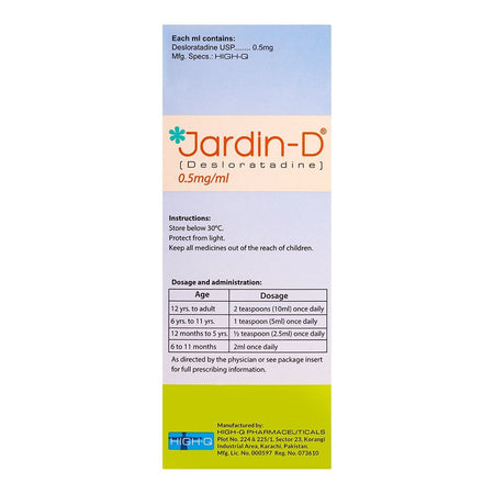 High-Q Pharmaceuticals Jardin-D Syrup, 120ml - Image 2