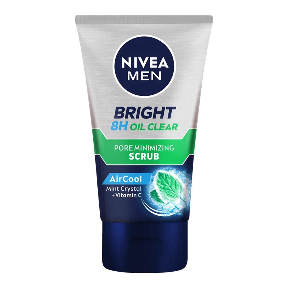 Nivea Men Bright 8 Hours Oil Clear Pore Minimizing Scrub, Air Cool Mint Crystal+ Vitamin C, 100ml - Main Image