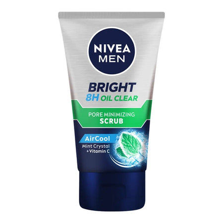 Nivea Men Bright 8 Hours Oil Clear Pore Minimizing Scrub, Air Cool Mint Crystal+ Vitamin C, 100ml - Main Image